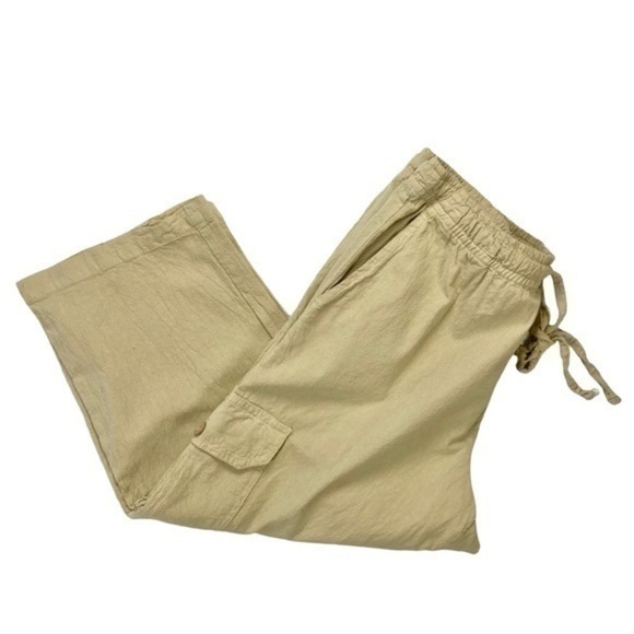Collections Etc Cargo Pants Womens Small Tan Capri Elastic Drawstring Waistband - Picture 6 of 8